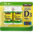 (Twin Pack) 2 x Kirkland Signature Vitamin D3 1000IU 25mcg, 360 tablets Fashion