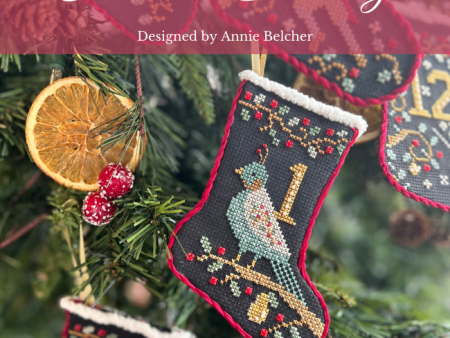 12 Days of Christmas Stockings -  Annie Beez Folk Art - Cross Stitch Pattern Sale