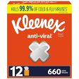 Kleenex Anti-Viral 3-Ply Facial Tissues, Cube Boxes 55 tissues box, 12 boxes For Sale