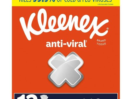 Kleenex Anti-Viral 3-Ply Facial Tissues, Cube Boxes 55 tissues box, 12 boxes For Sale