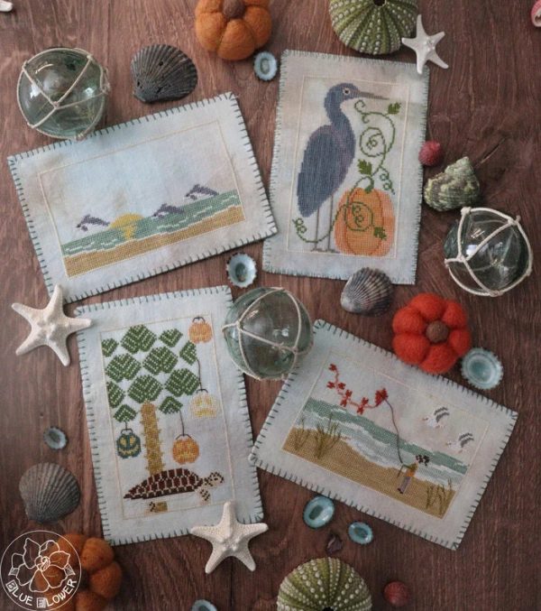 Autumn Beach Postcards - The Blue Flower - Cross Stitch Pattern Discount