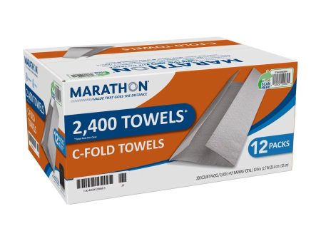 Marathon C-Fold 1-Ply Paper Towels, 10  x 13 , White 200 towels pk, 12 pks. For Cheap