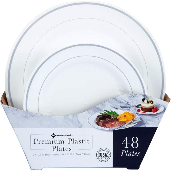 Member s Mark Premium Plastic Heavyweight Plates, Combo Pack 48 ct. For Discount