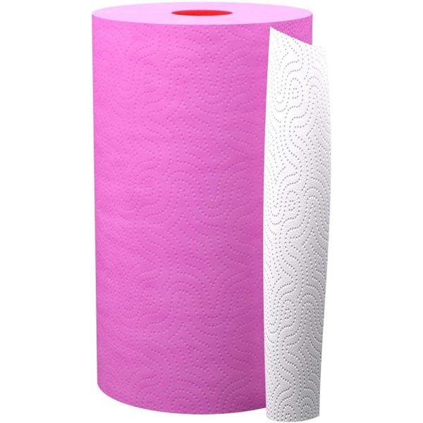 2 Ply Double Faced Red Label Paper Kitchen Towel, Fuchsia, Pink, 120 Sheets Online