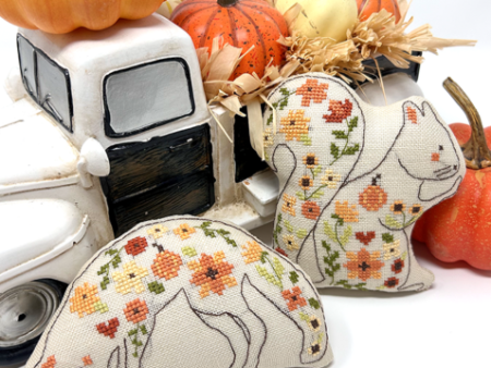 Autumn Animal Pillows - Tiny Modernist - Cross Stitch Pattern For Sale