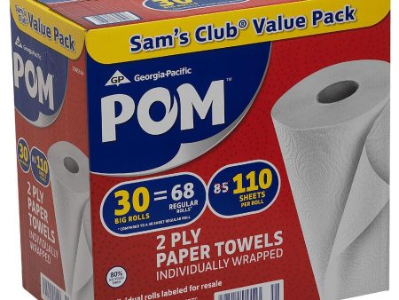 POM Individually Wrapped 2-Ply Paper Towels 110 sheets roll, 30 rolls Online Hot Sale