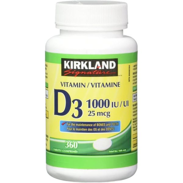 (Twin Pack) 2 x Kirkland Signature Vitamin D3 1000IU 25mcg, 360 tablets Fashion