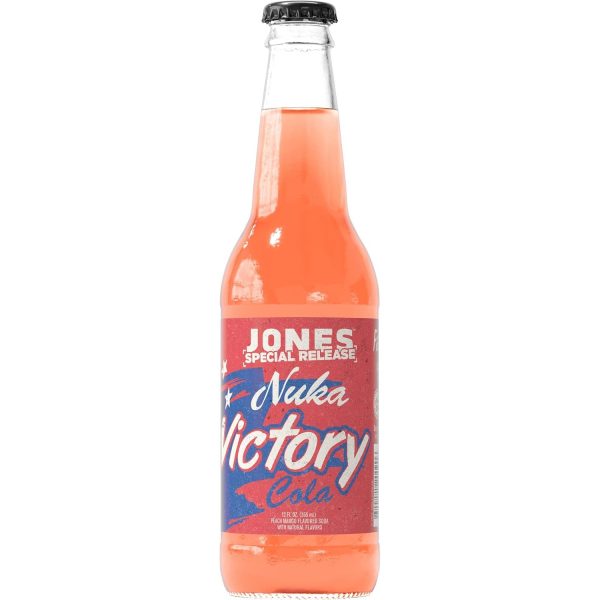 Jones Soda Co. Special Release Nuka Cola Victory | Fallout Merchandise | Cane Sugar Soda | Craft Soda Pop | Soda Soft Drinks | Glass Bottle Soda | Peach & Mango Flavor | (1 Bottle) Sale