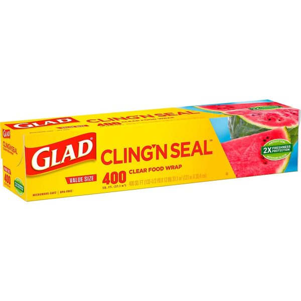 Glad Cling ‘N Seal Clear Plastic Food Wrap 400 sq. ft. roll, 2 rolls Cheap