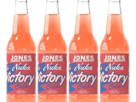 Jones Soda Co. Special Release Nuka Cola Victory | Fallout Merchandise | Cane Sugar Soda | Craft Soda Pop | Soda Soft Drinks | Glass Bottle Soda | Peach & Mango Flavor | (4 Bottles) Cheap