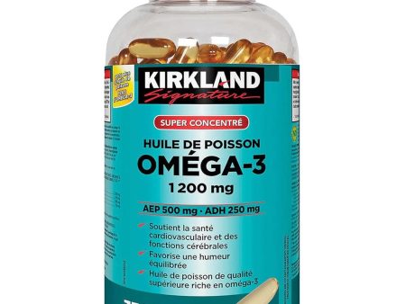 Kirkland Signature Super Concentrate Omega-3 Fish Oil 1200mg, EPA 500 DHA 250mg, 330 Clear enteric softgels For Sale